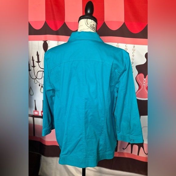 Christopher & Banks Women’s Turquoise Button Down Jean Blouse/Jacket EUC!​​​ - Picture 2 of 8